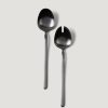 Fall Foliage Radial | Set Of 2 Stainless Steel Salad Serving Spoons In Matte Black