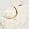 Fall Foliage Radial | White Marble Candle Holder/ Vase - 7"