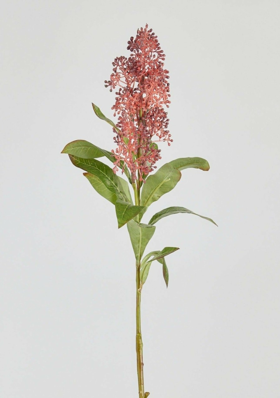 Blooming Florals Radial | Rust Burgundy Faux Skimmia Flower Stem - 23"