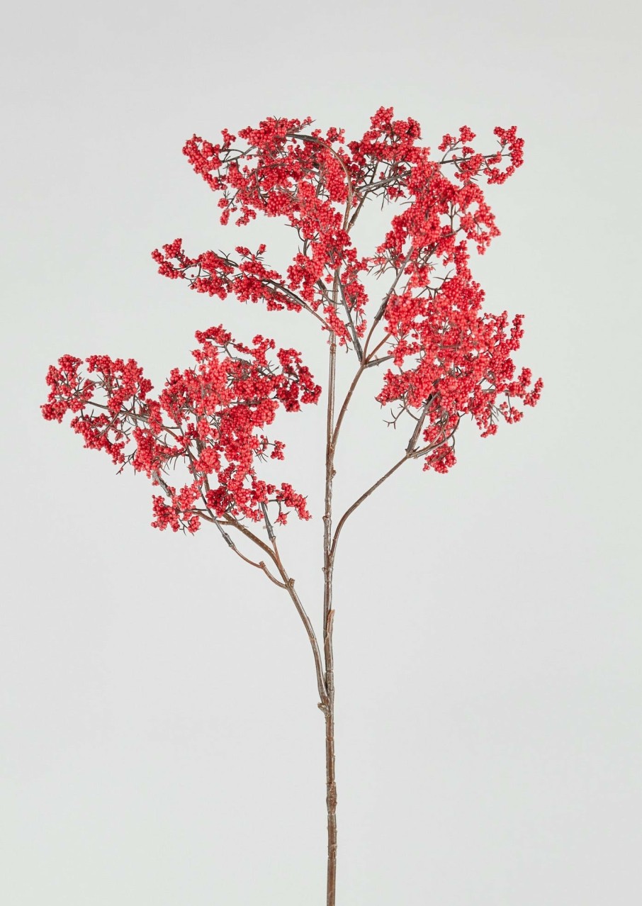 Winter Forest Radial | Red Artificial Berry Branch - 40"