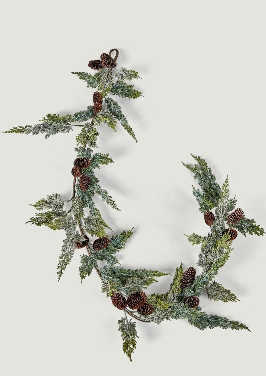 Winter Forest Radial | Indoor/Covered Outdoor Faux Cedar And Pine Cone Garland - 72"