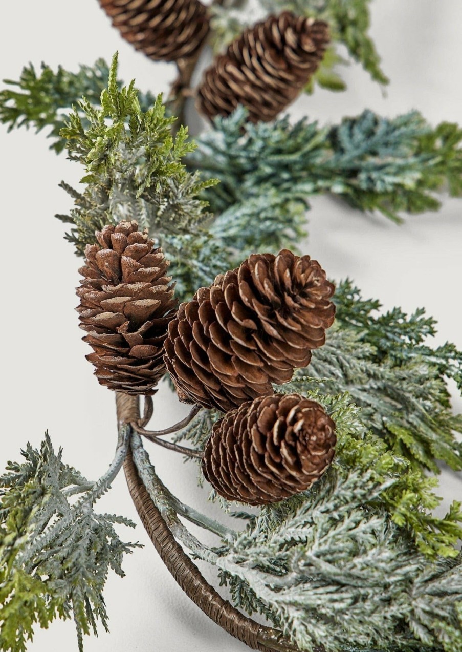 Winter Forest Radial | Indoor/Covered Outdoor Faux Cedar And Pine Cone Garland - 72"