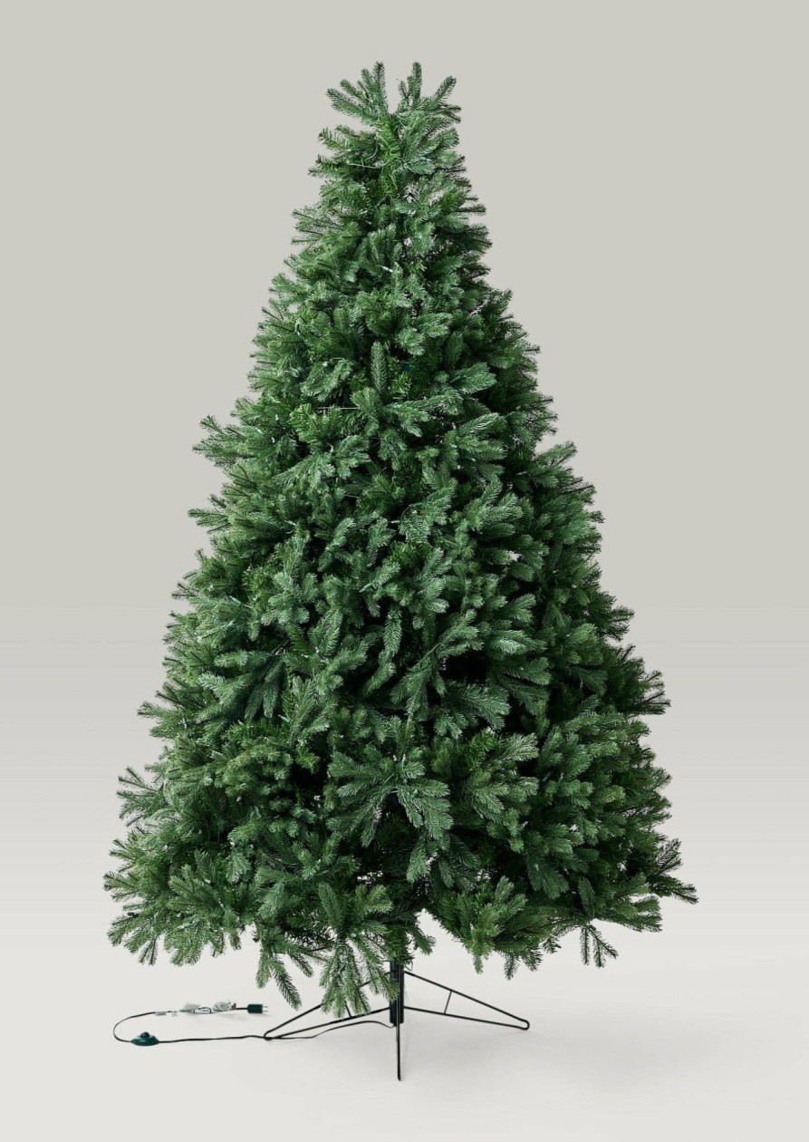 Everyday Greenery Radial | Faux Spruce Tree Pre-Lit Led Christmas Tree With White Lights 9'