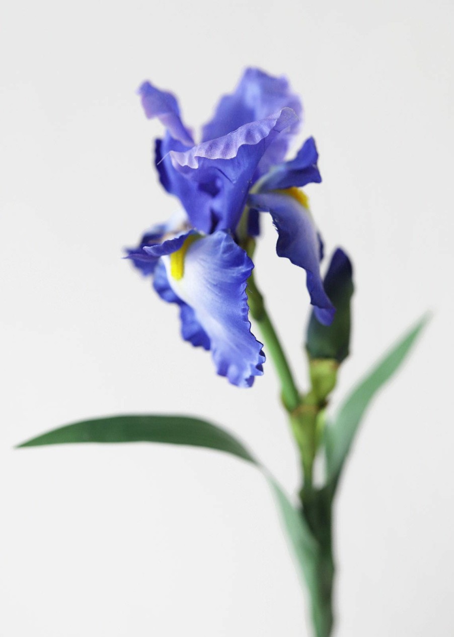 Blooming Florals Radial | Artificial Bearded Iris In Violet Blue - 32"