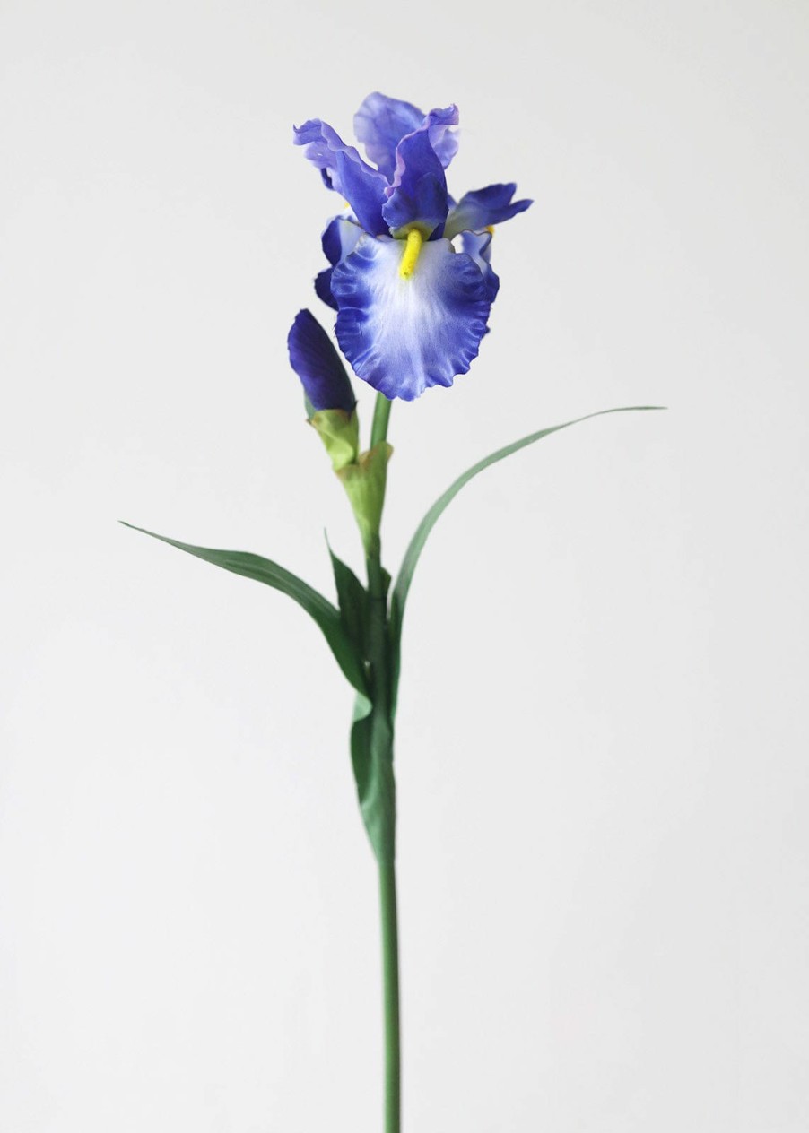 Blooming Florals Radial | Artificial Bearded Iris In Violet Blue - 32"