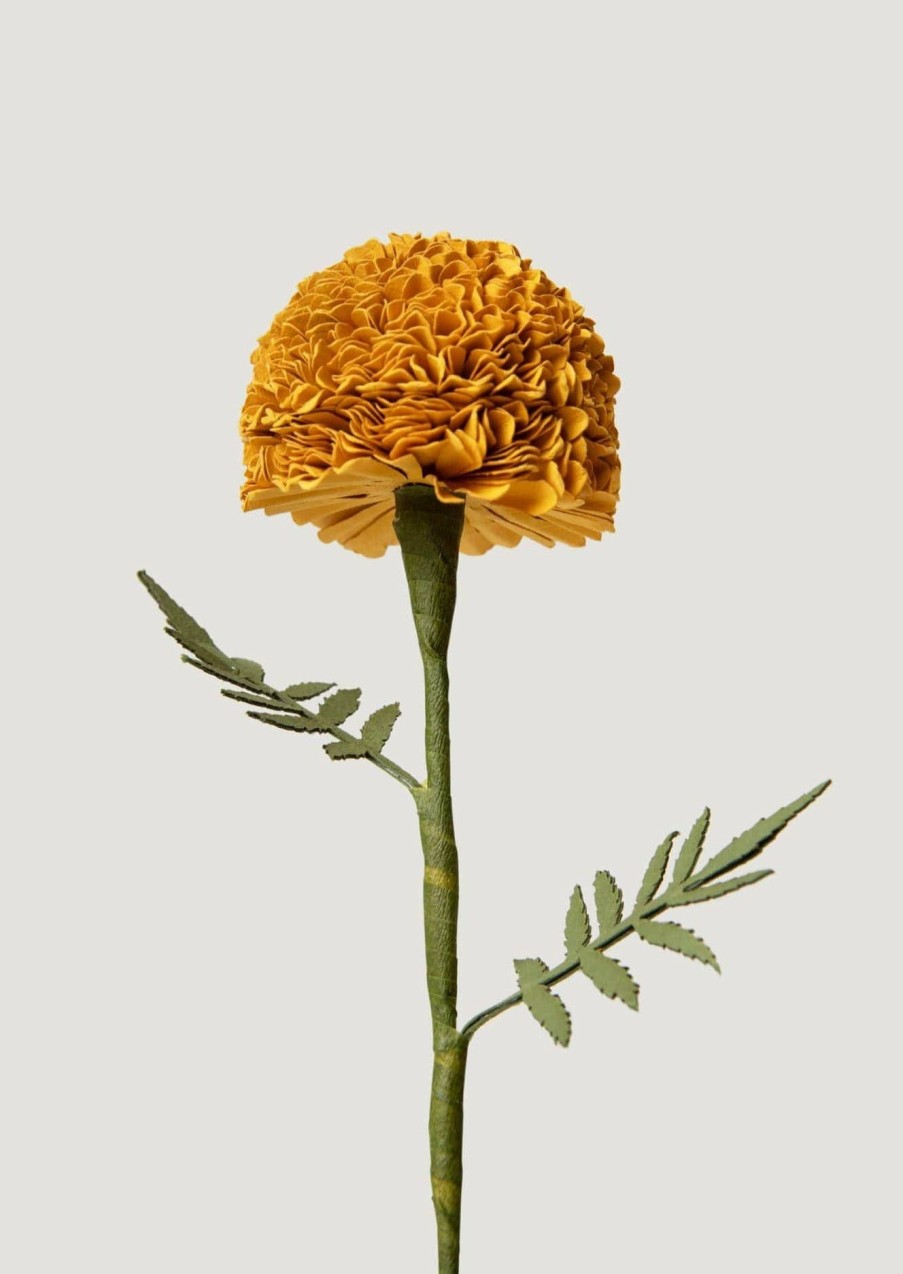 Blooming Florals Radial | Handmade Sustainable Paper Marigold Flower Stem - 13.75"