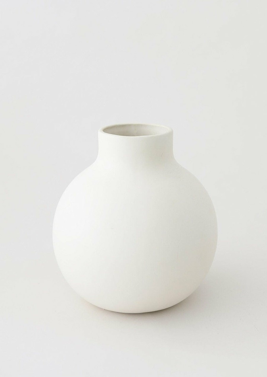 Blooming Florals Radial | Afloral Creamy White Round Ceramic Vase - 8"