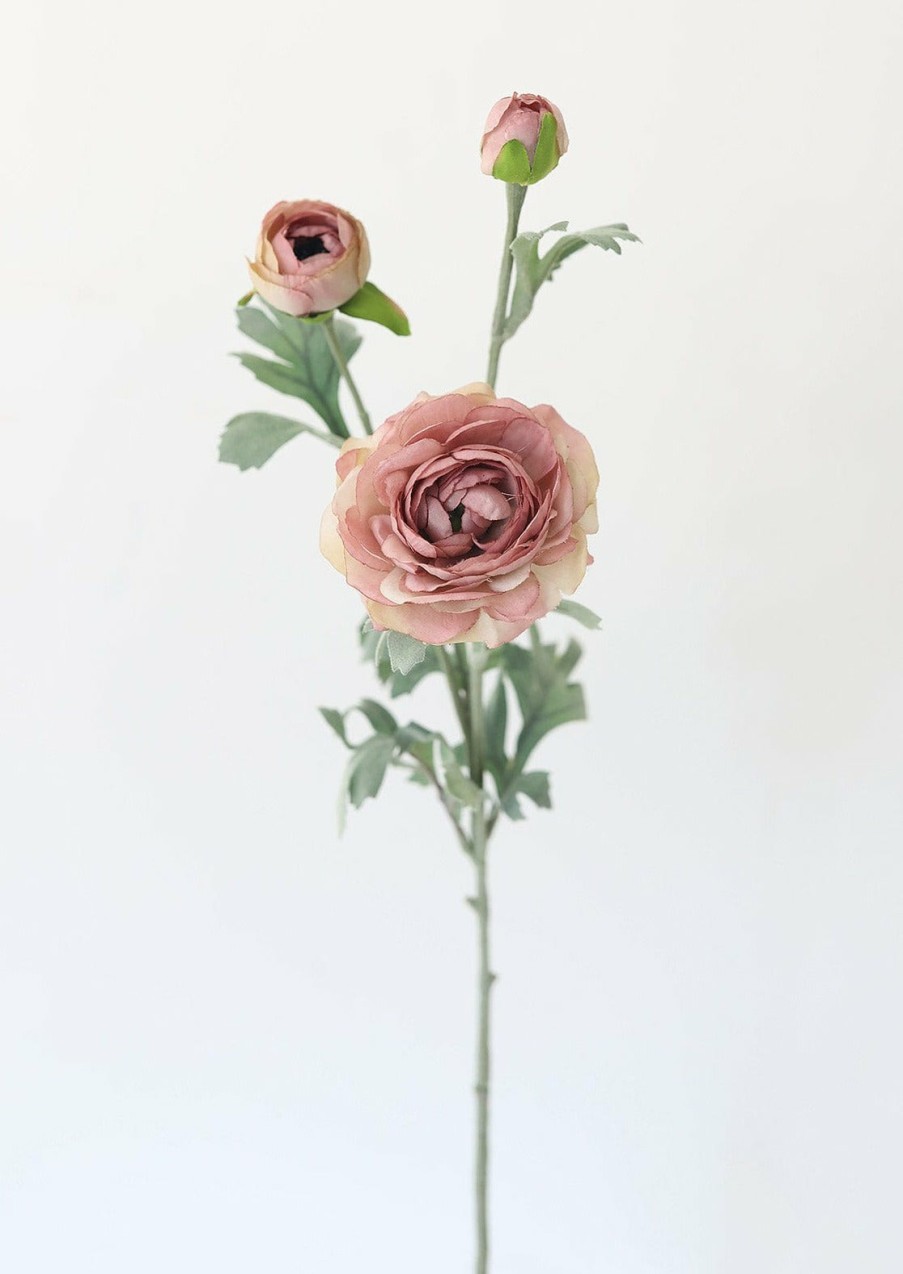 Blooming Florals Radial | Antique Mauve Artificial Ranunculus Flowers - 26"