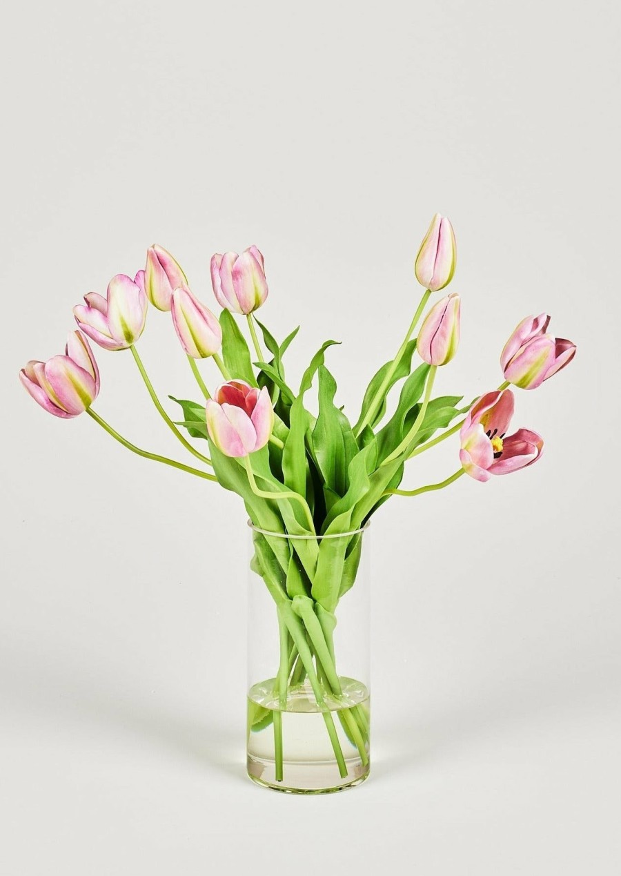 Blooming Florals Radial | Pink Artificial Tulip Arrangement - 22"