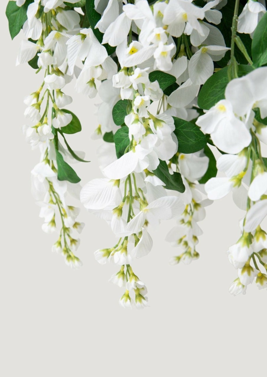 Blooming Florals Radial | White Artificial Wisteria Hanging Flower Bush - 31"