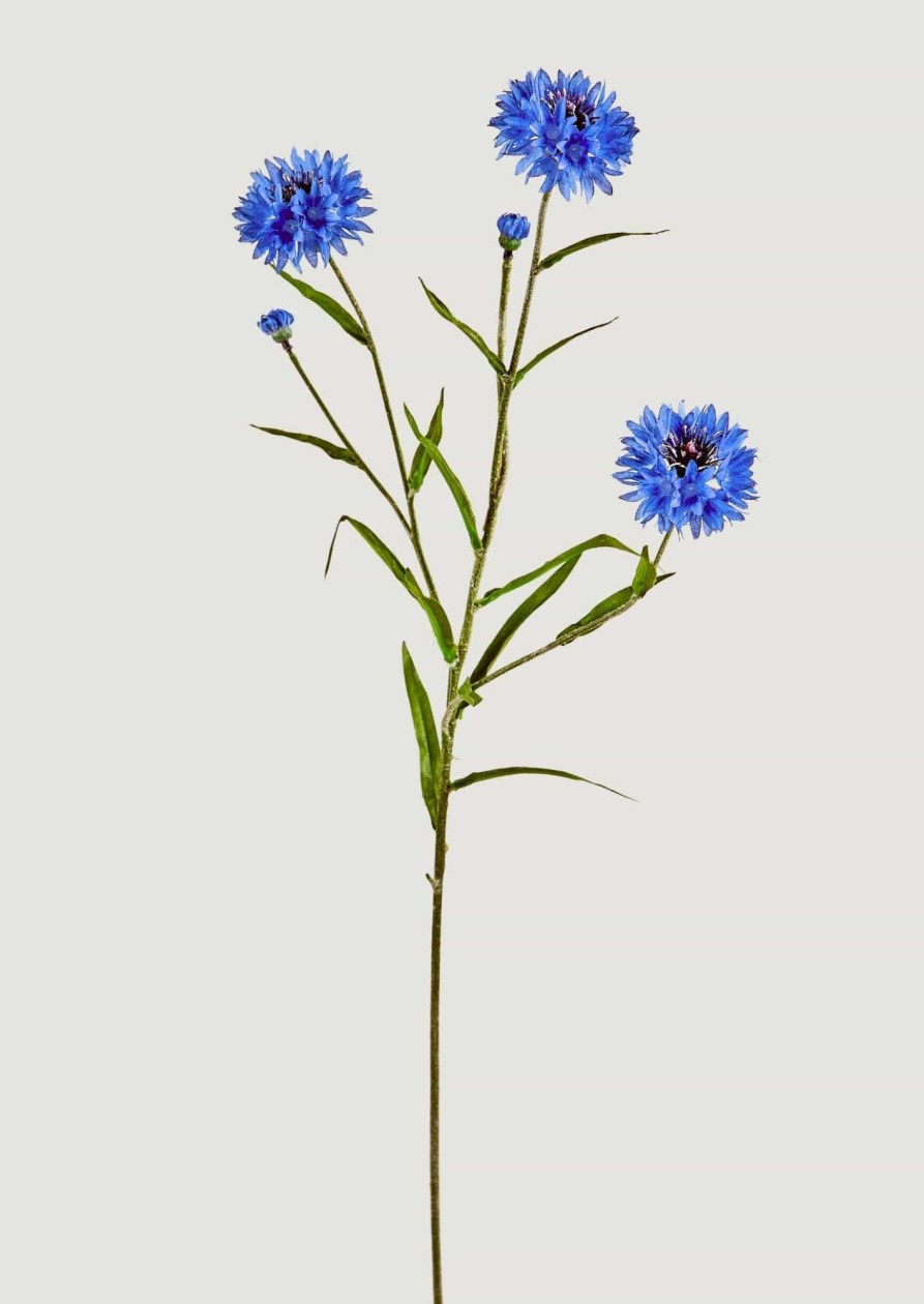 Fall Foliage Radial | Blue Faux Cornflower Wildflowers - 25.5"