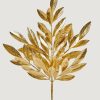 Winter Forest Radial | Faux Bay Leaf Spray In Metallic Gold - 24"