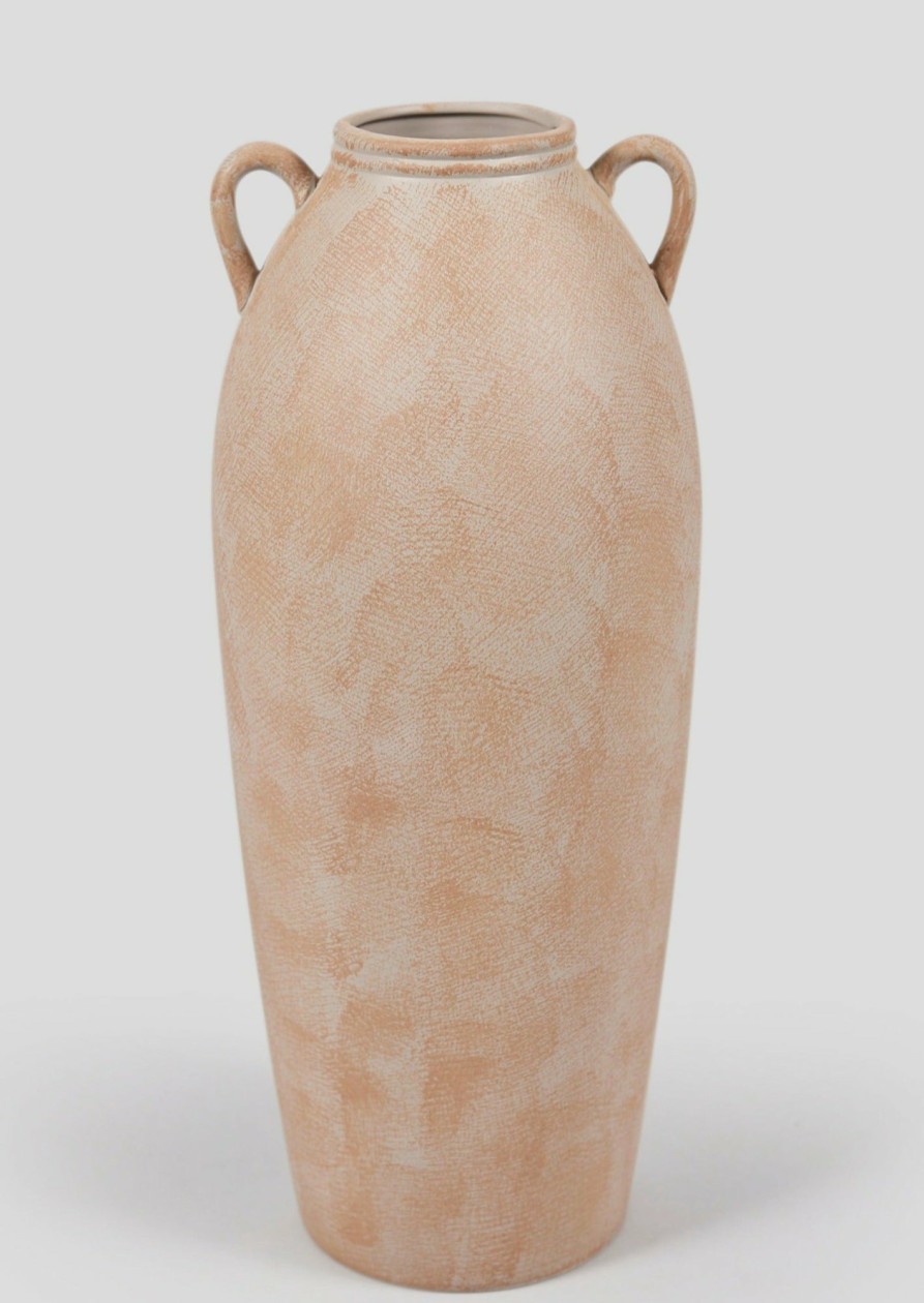 Blooming Florals Radial | Tall Terra Cotta Vase With Handles - 20"