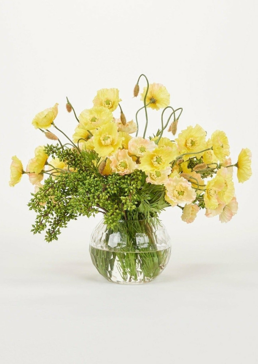 Blooming Florals Radial | Yellow Faux Poppy Arrangement - 13"