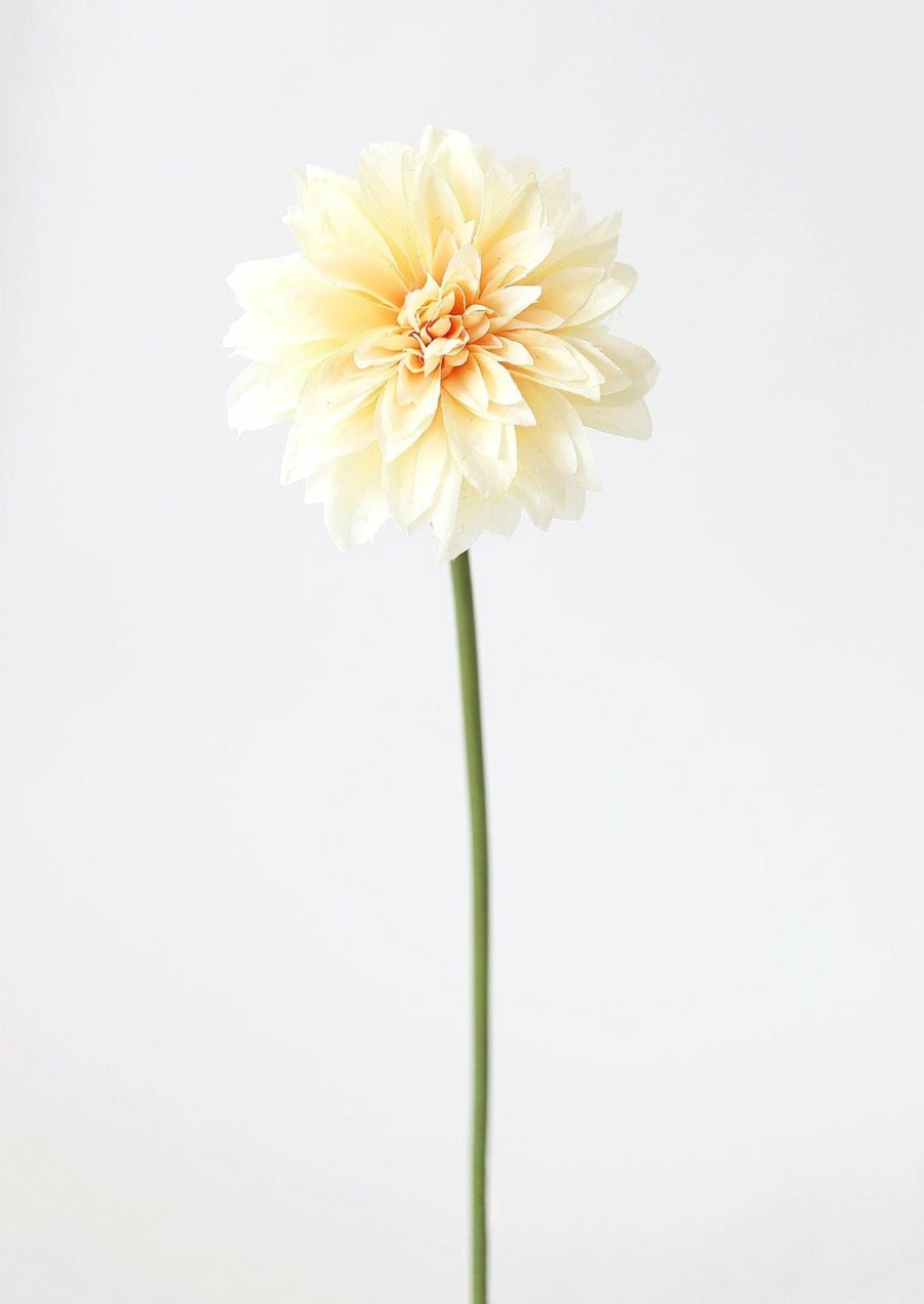 Blooming Florals Radial | Dahlia Silk Flower In Yellow Peach - 19"