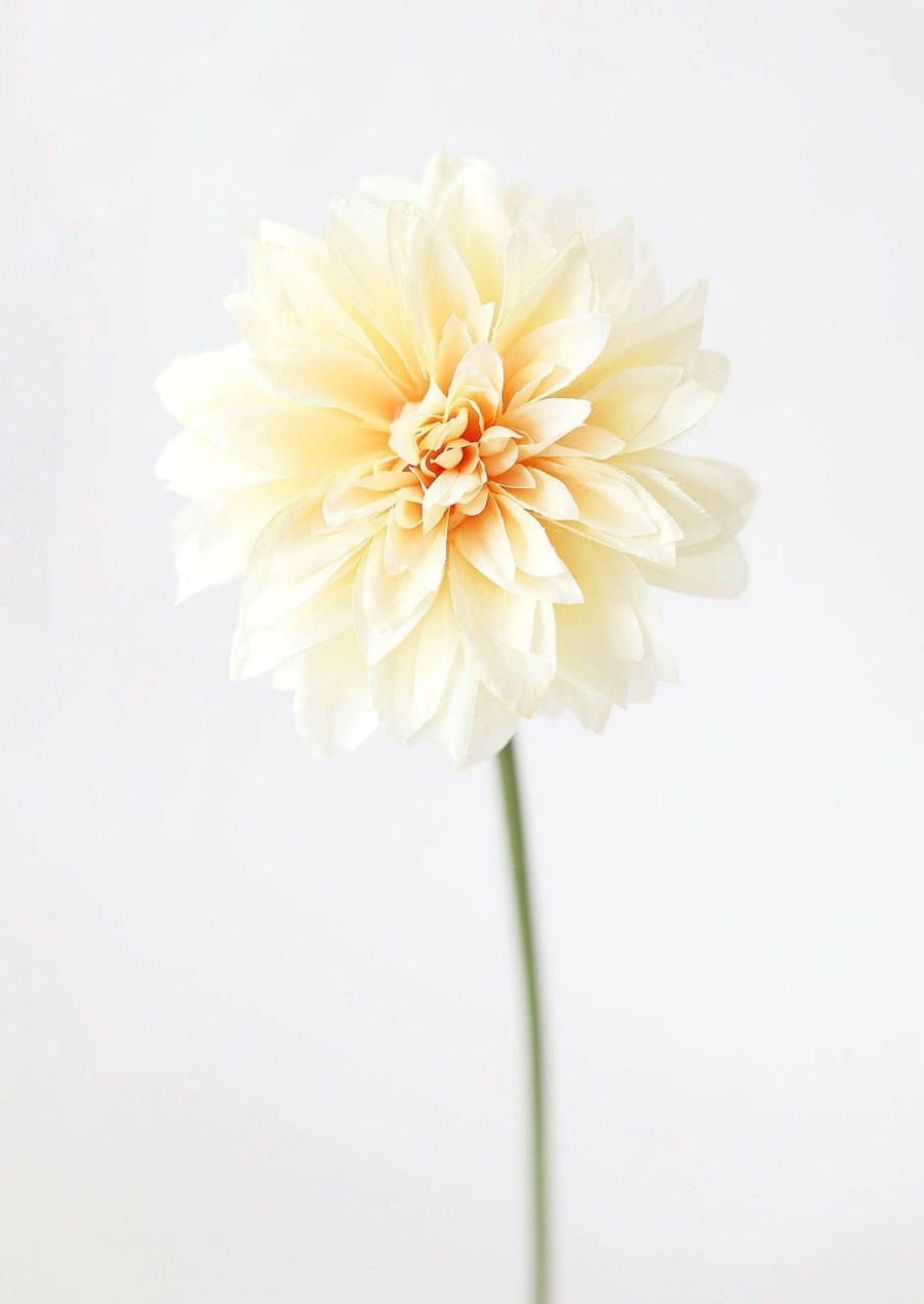 Blooming Florals Radial | Dahlia Silk Flower In Yellow Peach - 19"