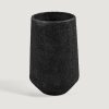 Blooming Florals Radial | Handmade Metal Vase With Black Pumice Finish - 8"