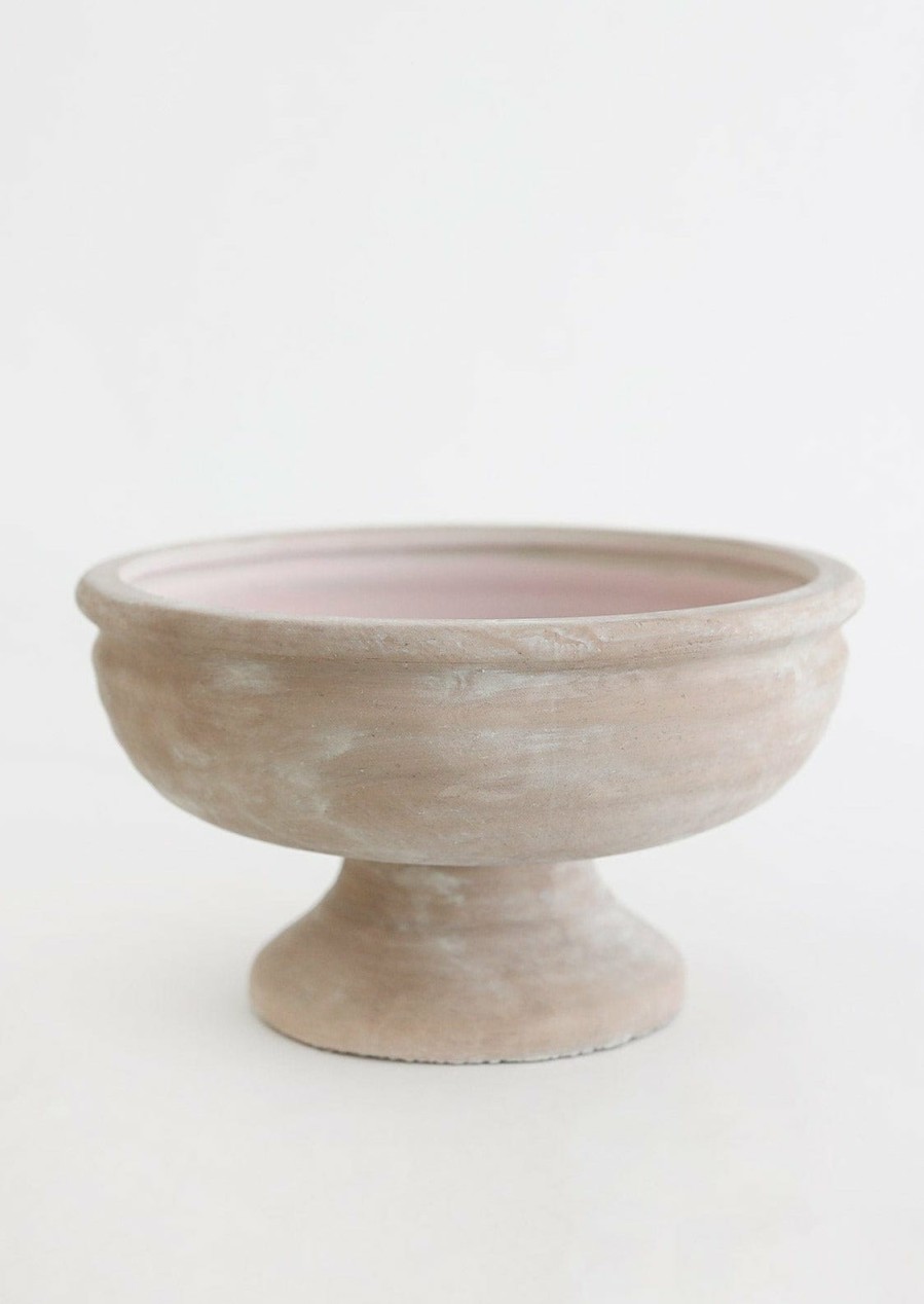 Blooming Florals Radial | Earthy Mauve Ceramic Compote Bowl - 10.25" Wide