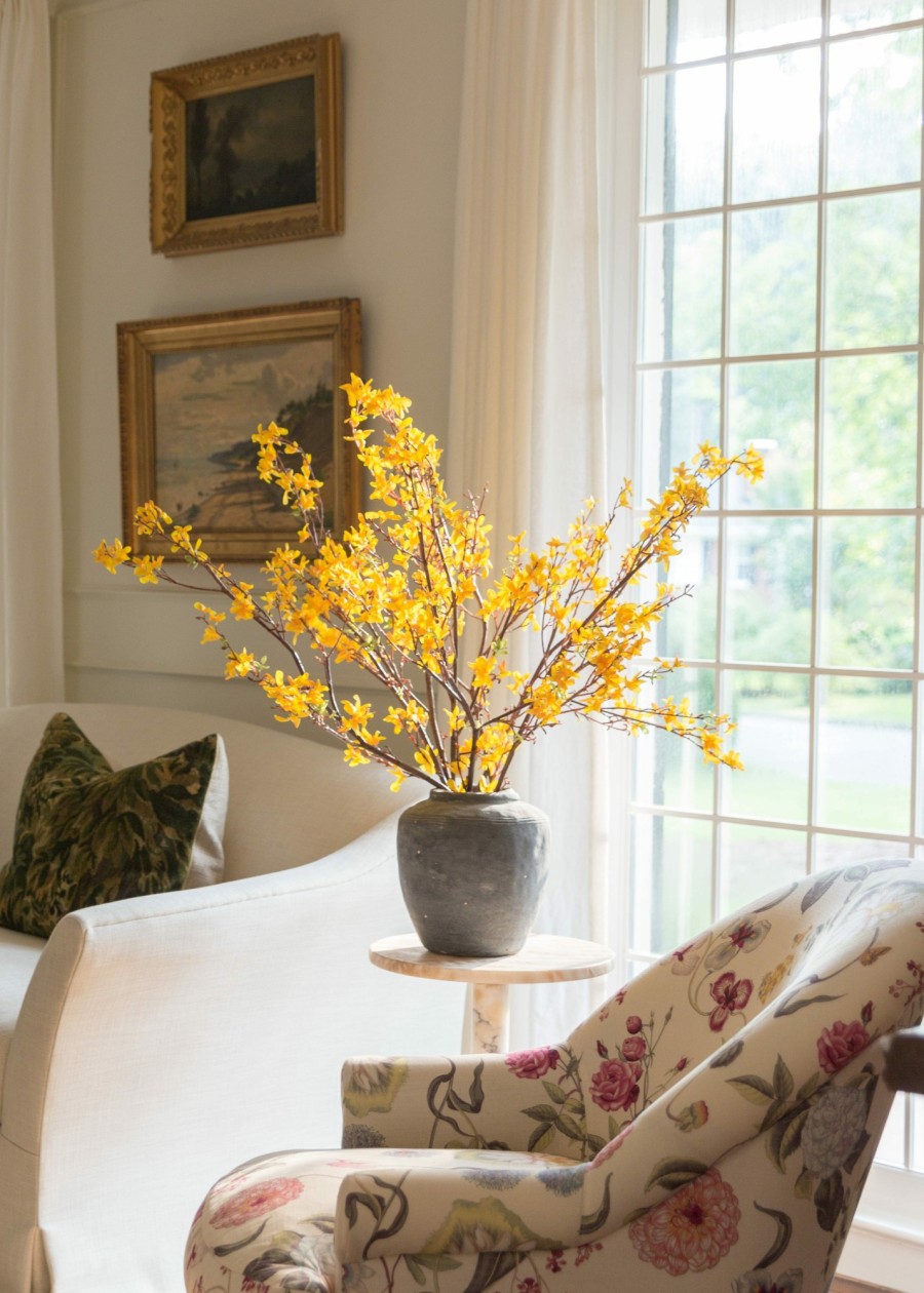 Blooming Florals Radial | Faux Forsythia Branch In Yellow Gold - 52"