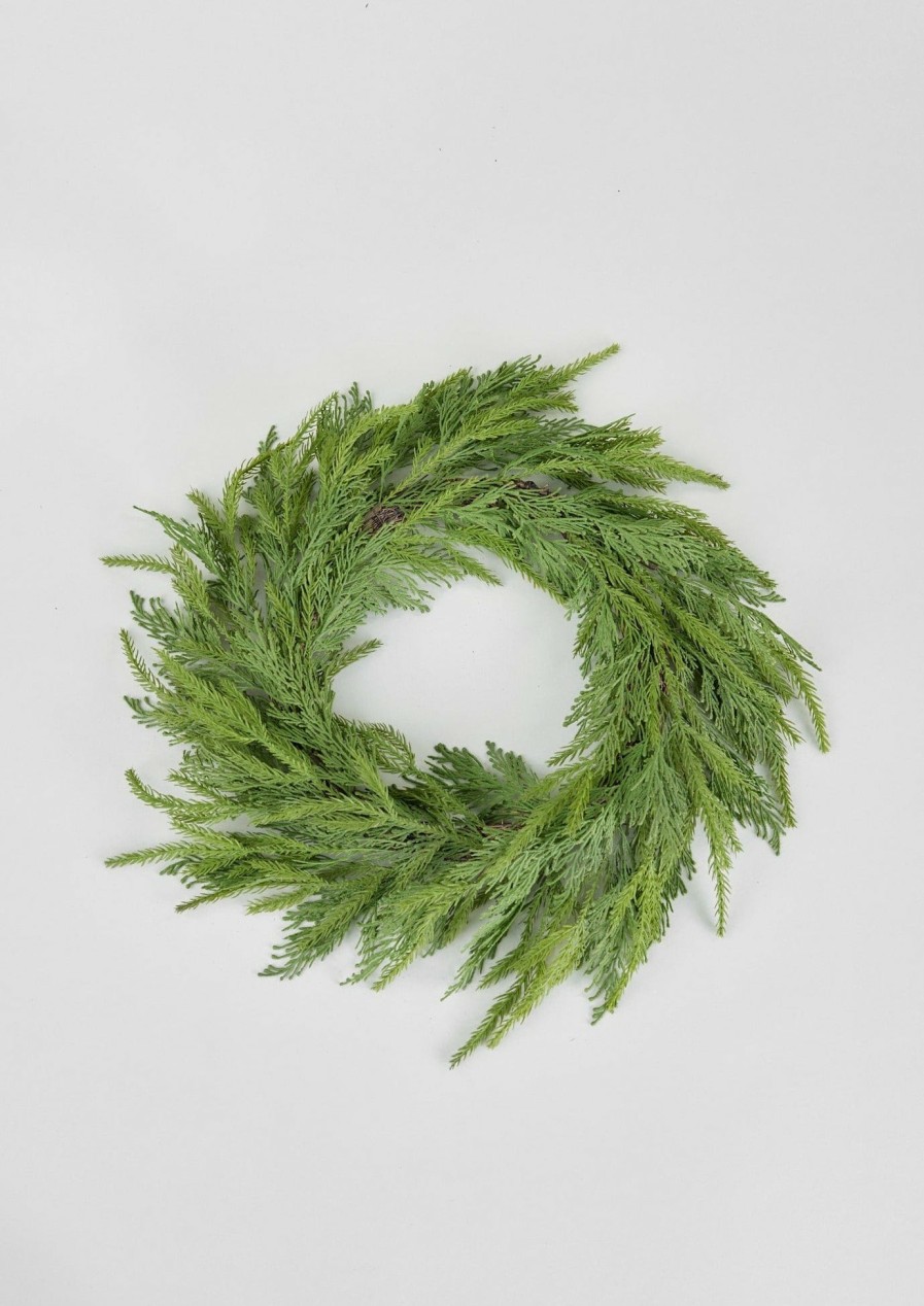 Everyday Greenery Radial | Faux Indoor/Covered Outdoor Cedar Wreath - 24"