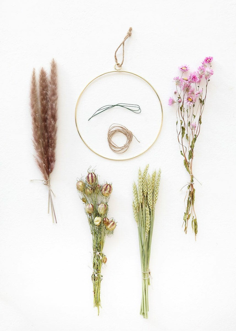 Fall Foliage Radial | Diy Pink Dried Floral Bundle Kit - 7.75" Hoop