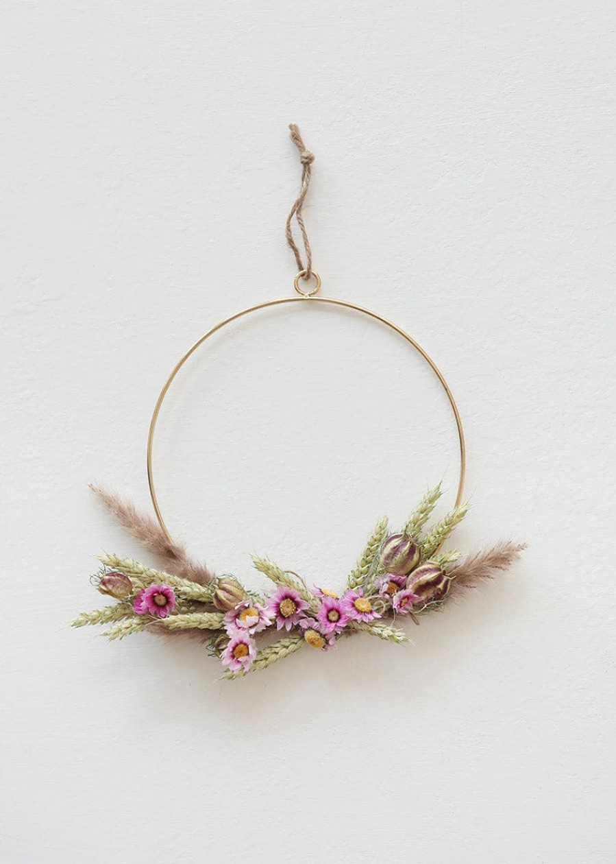 Fall Foliage Radial | Diy Pink Dried Floral Bundle Kit - 7.75" Hoop