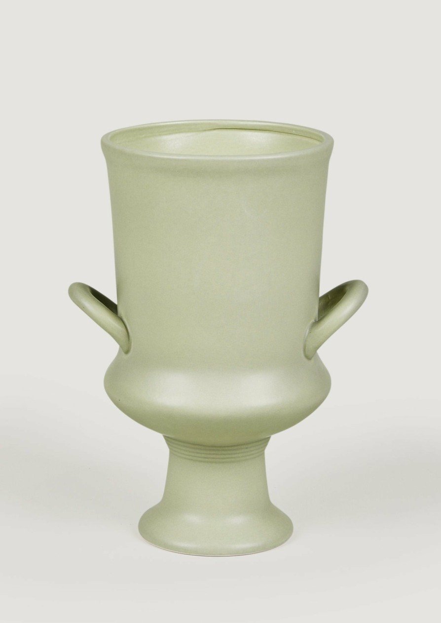 Blooming Florals Radial | Satin Ceramic Urn Vase In Sage - 12"