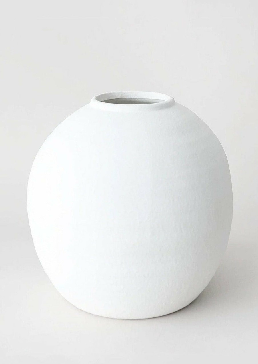 Blooming Florals Radial | White Concrete Konos Vase - 10.75"