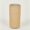 Blooming Florals Radial | Handmade Clay Cylinder Vase In Sand Finish - 8"