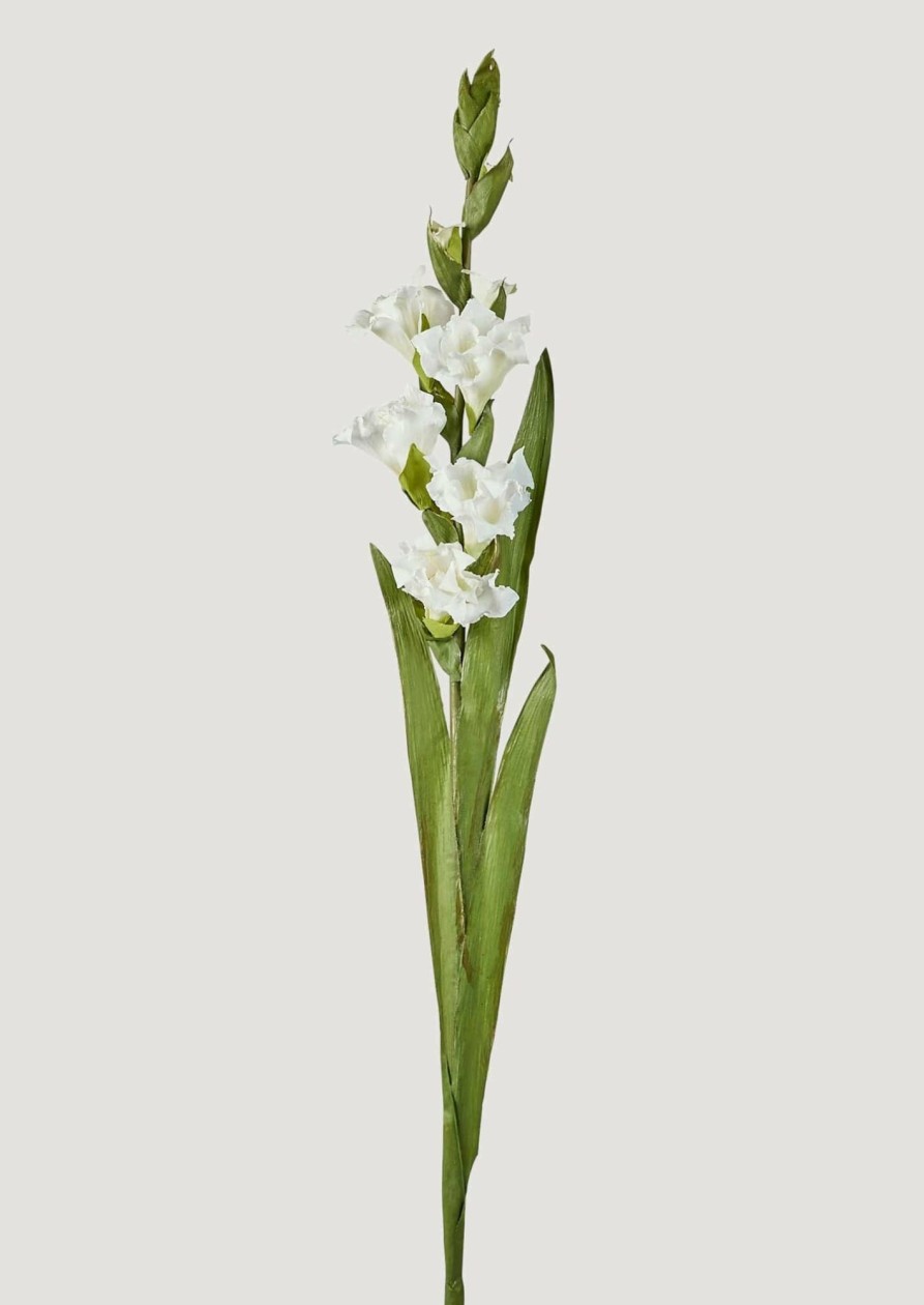 Blooming Florals Radial | White Gladiolus Faux Flower - 36"