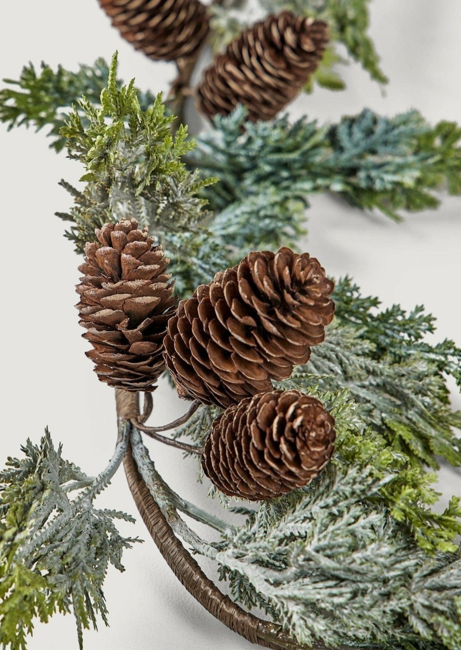 Everyday Greenery Radial | Indoor/Covered Outdoor Faux Cedar And Pine Cone Garland - 72"