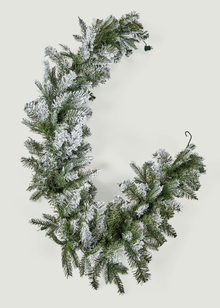 Winter Forest Radial | Frosted Aspen Christmas Garland With Led Lights - 72"