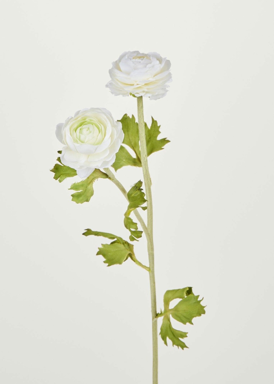 Blooming Florals Radial | Artificial Ranunculus Flowers In White - 30"