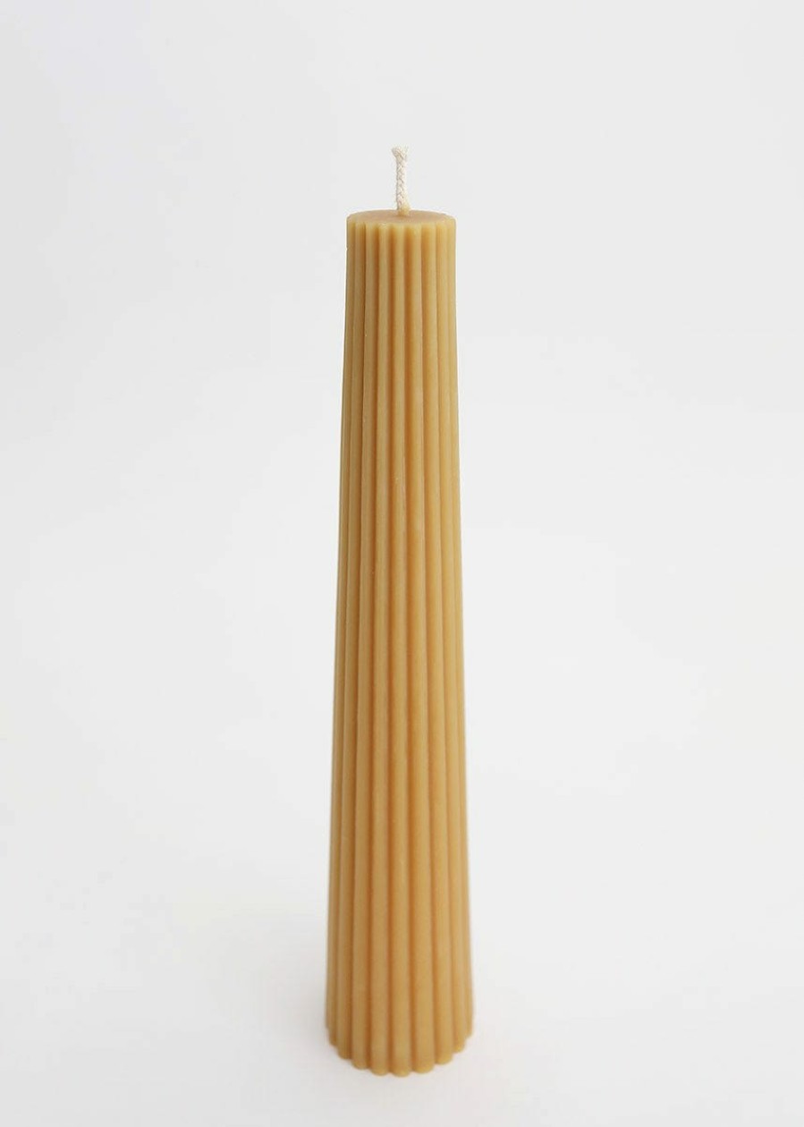 Fall Foliage Radial | Natural Beeswax Fluted Pillar Candle - 13.5"