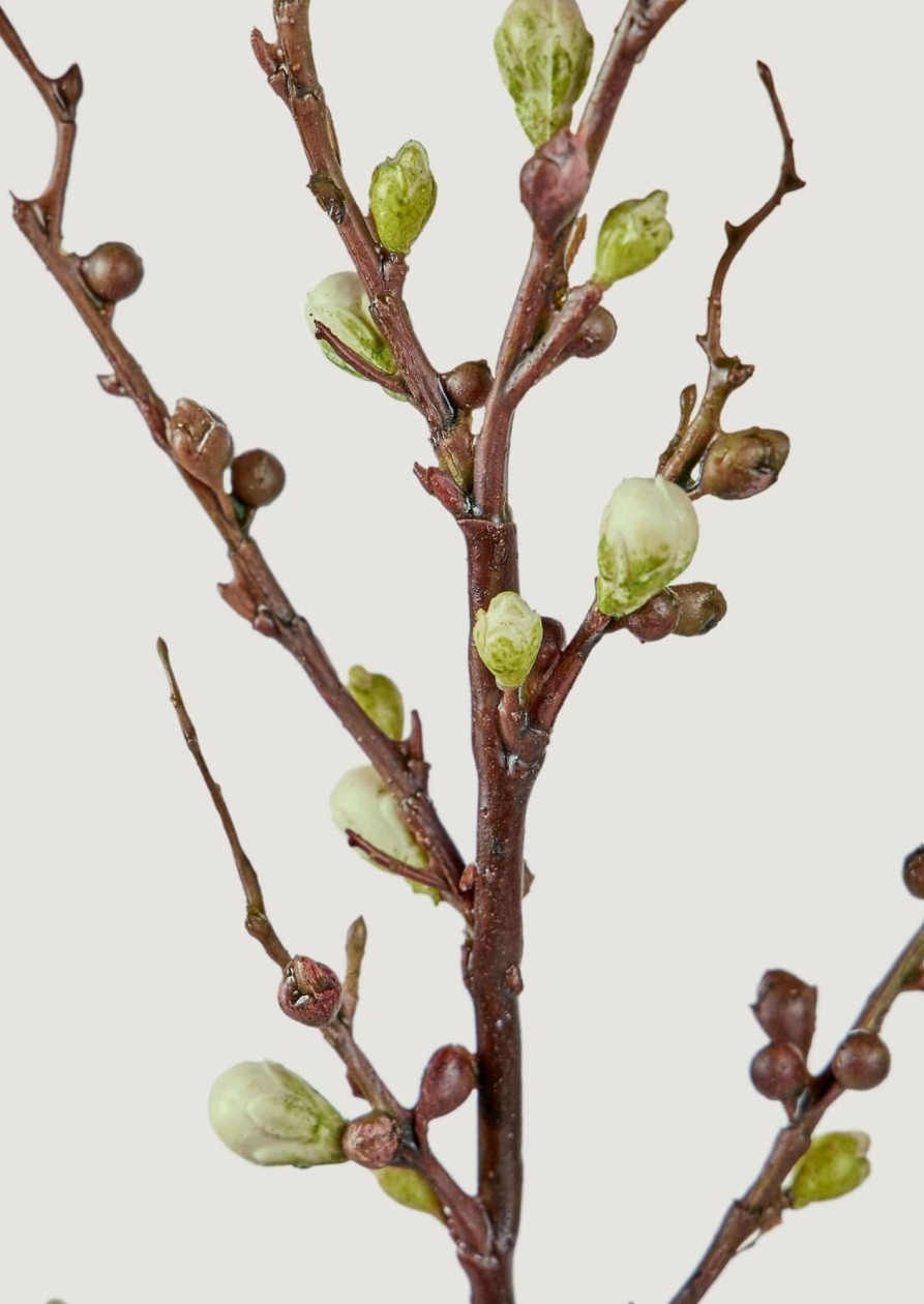 Blooming Florals Radial | Faux Budding Peach Blossom Branch - 30"