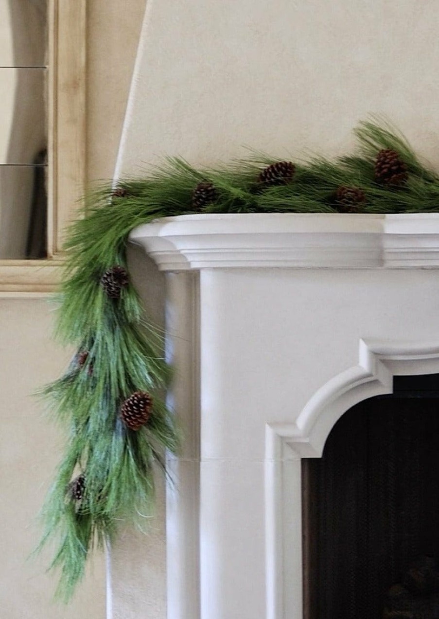 Everyday Greenery Radial | Deluxe Full Long Pine Needle And Pinecone Christmas Garland - 72"