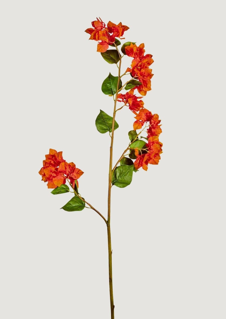 Blooming Florals Radial | Orange Faux Bougainvillea Flower Branch - 43"