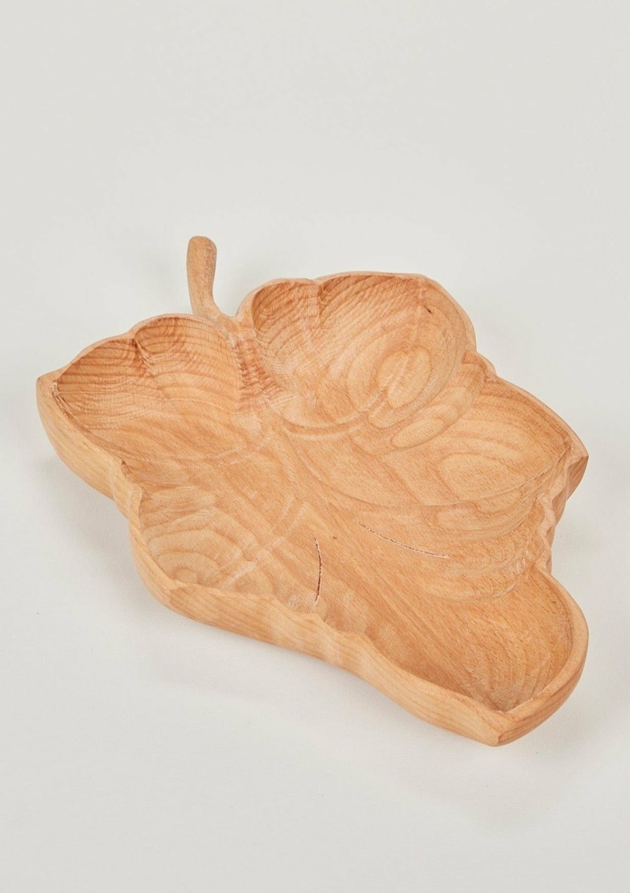 Fall Foliage Radial | Handmade Carved Beechwood Leaf Bowl - 13.75"