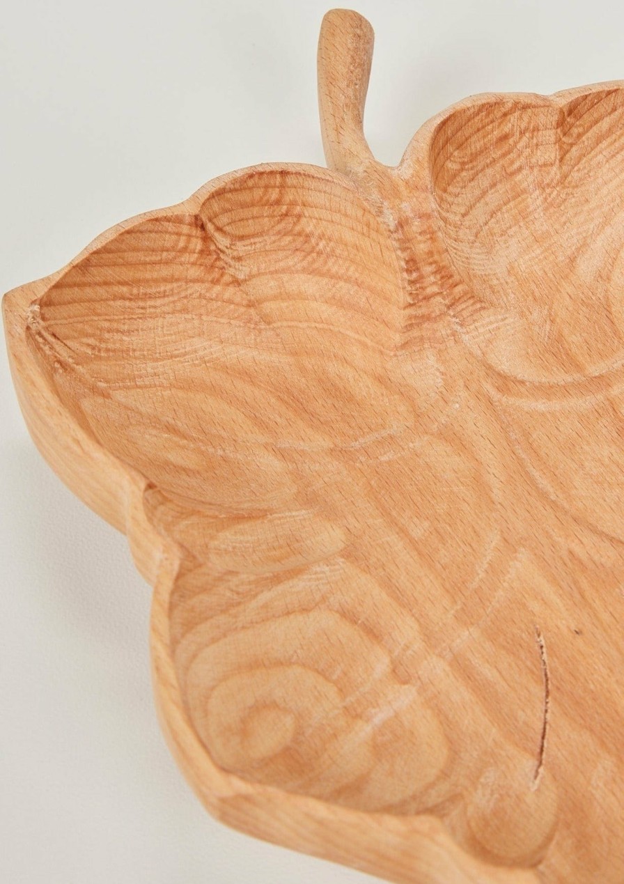 Fall Foliage Radial | Handmade Carved Beechwood Leaf Bowl - 13.75"