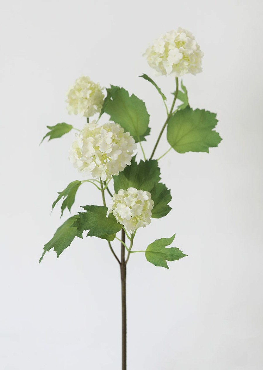 Blooming Florals Radial | Cream White Artificial Snowball Flowers - 24"