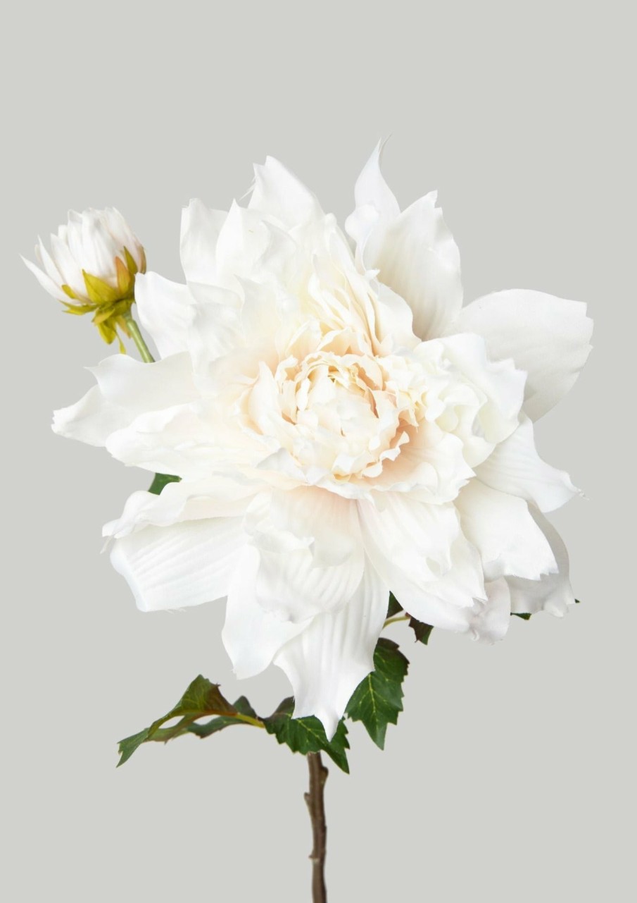 Blooming Florals Radial | Cream White Artificial Dahlia Flower - 21.5"