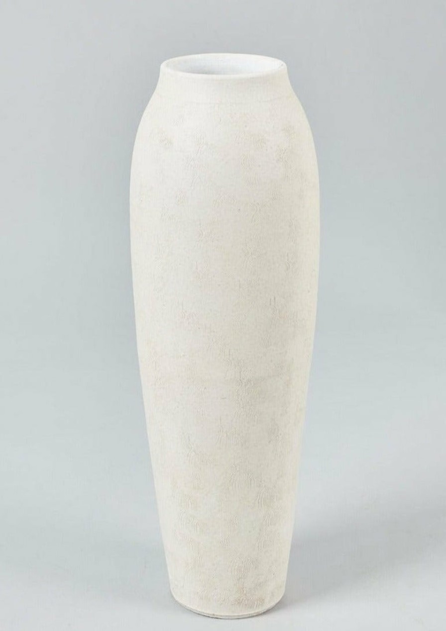 Blooming Florals Radial | Tall Cream Ceramic Vase - 22.75"