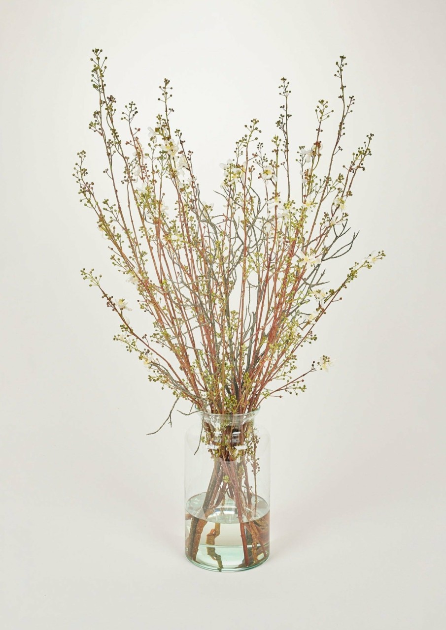 Blooming Florals Radial | Faux Berry Branch Arrangement In Glass Vase - 45.5"