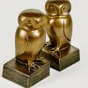 Fall Foliage Radial | Set Of 2 Owl Bookends In Bronze Patina - 8.5"