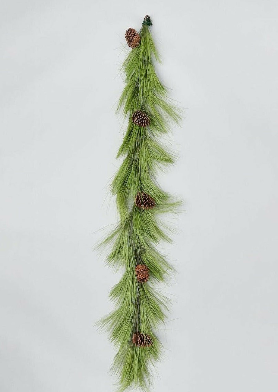 Winter Forest Radial | Deluxe Full Long Pine Needle And Pinecone Christmas Garland - 72"