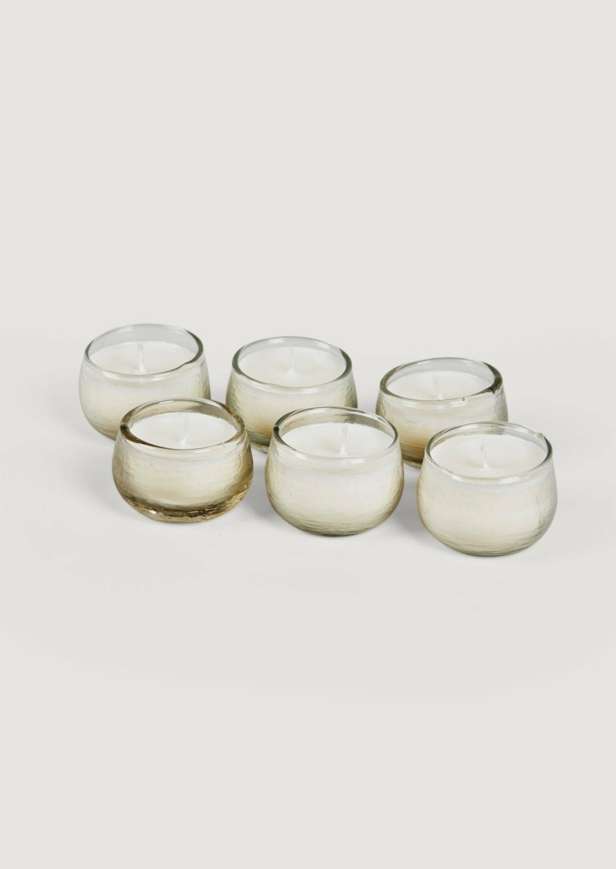 Fall Foliage Radial | Set Of 6 Mini Glass Votive Holders With Candles - 1.75"