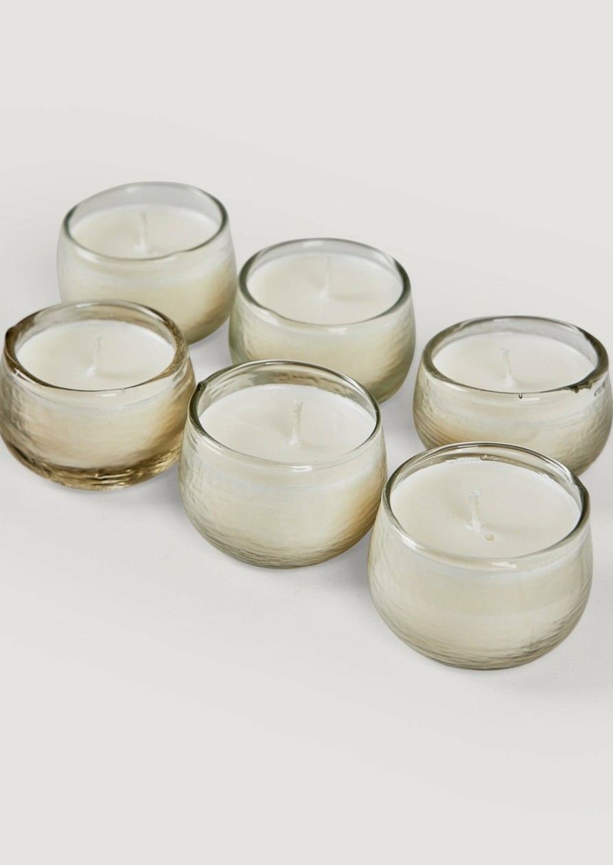 Fall Foliage Radial | Set Of 6 Mini Glass Votive Holders With Candles - 1.75"