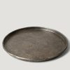 Blooming Florals Radial | Recycled Steel Large Round Tray In Rustic Patina - 21"