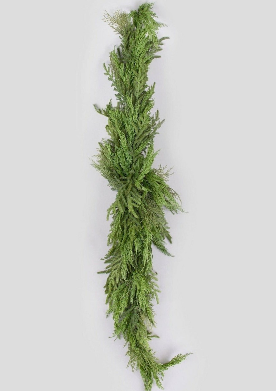 Everyday Greenery Radial | Afloral Mixed Faux Cypress And Norfolk Pine Rigid Table Centerpiece- 72"