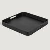 Blooming Florals Radial | Dark Mango Wood Tray With Handles - 15" Square